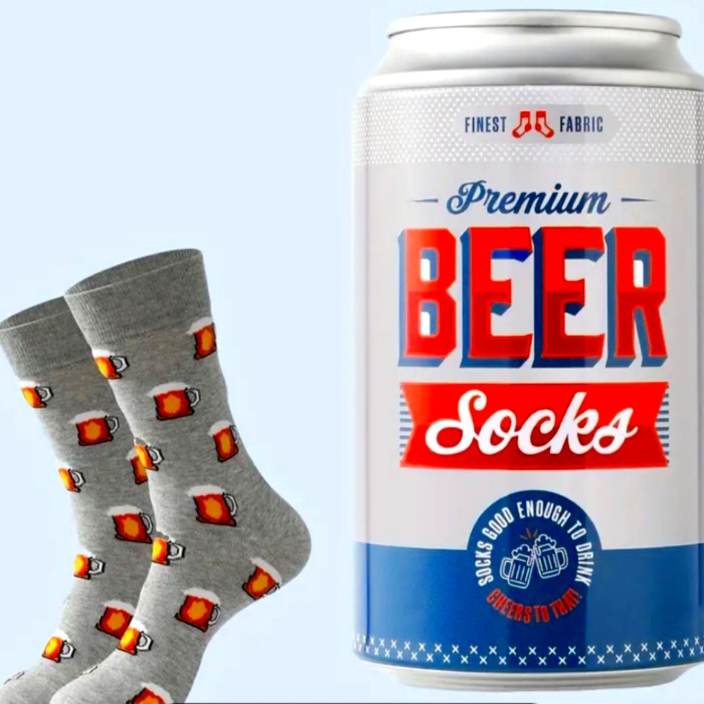 Premium Beer Socks in a can
